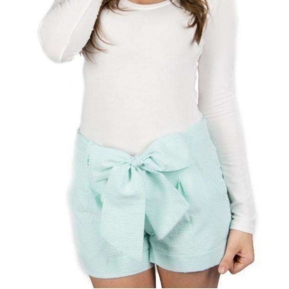 Lauren James Pants - Lauren James Seersucker Pink Shorts with Bow Detail - Size Small SKU:266